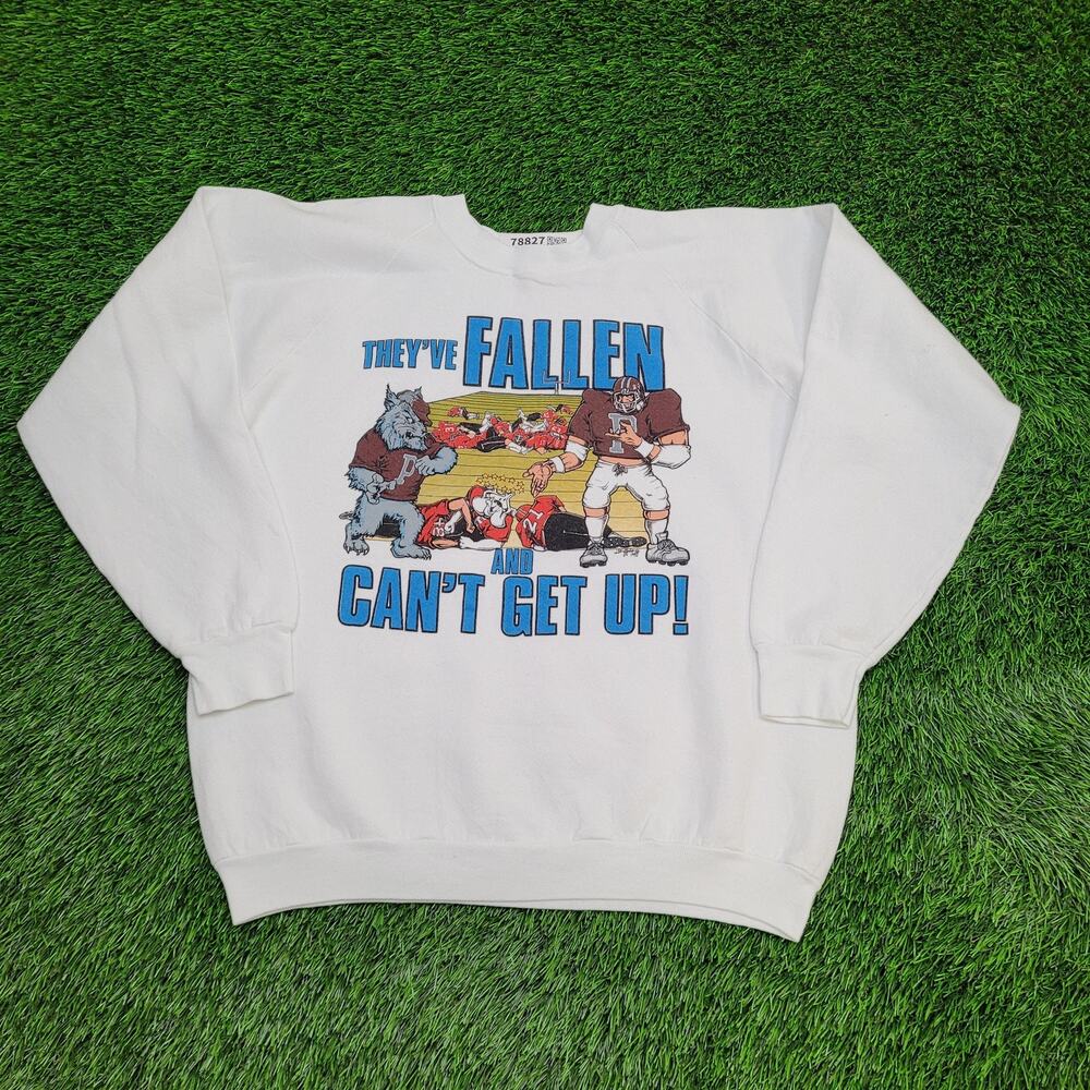 Vintage 1991 Funny Football Sweatshirt Womens XL 22x23 White